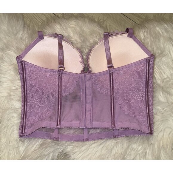 Victorias Secret Very Sexy Push Up Bra Longline Lace UW Womens 32DD Purple New - Picture 3 of 6